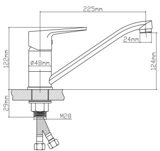 Смеситель для кухни BOOU B8282-14 хром